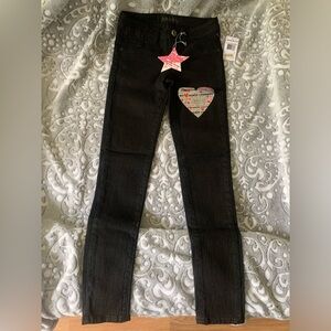 Girls Imperial Star Black Skinny Stretch Jean Jeggings 8 NWT front faux pockets